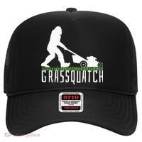 Funny Lawn Mowing Grassquatch Bigfoot Lawn Mower Hat thumb 0