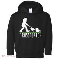 Funny Lawn Mowing Grassquatch Bigfoot Lawn Mower Toddler Hoodie thumb 0