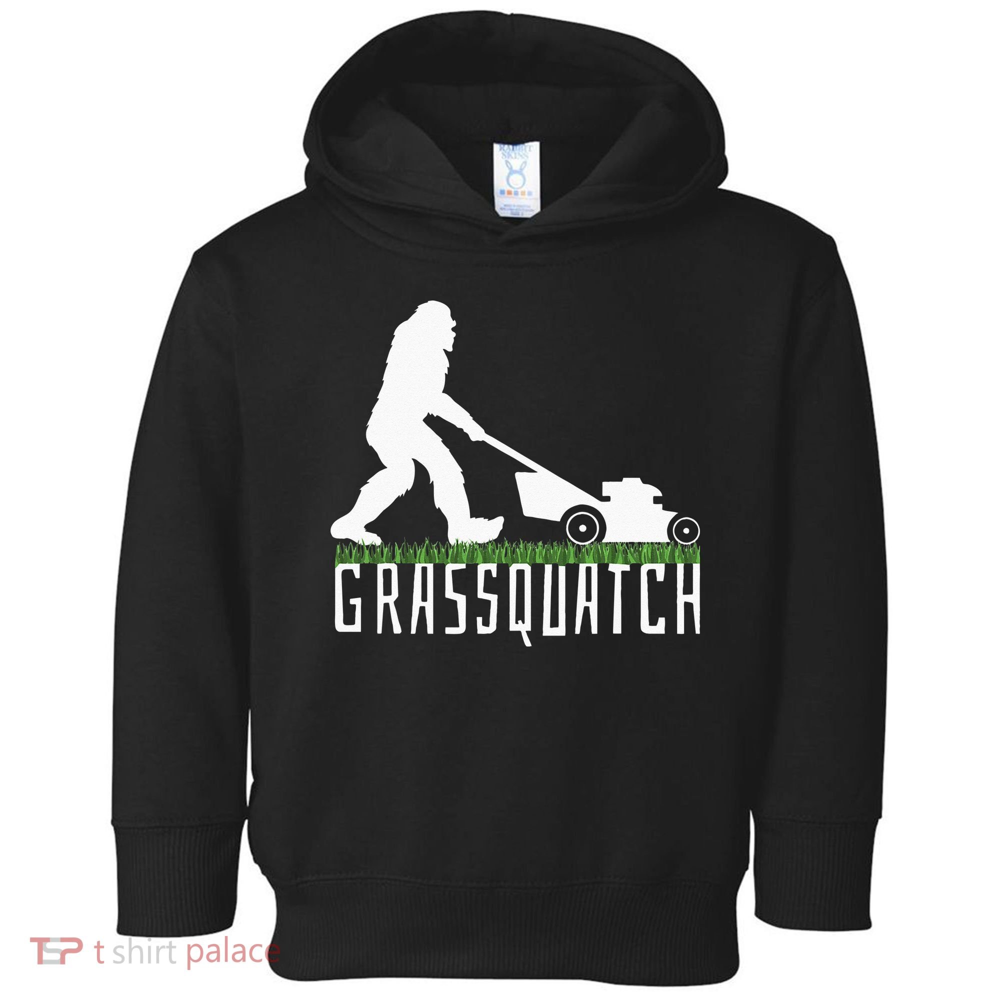 Funny Lawn Mowing Grassquatch Bigfoot Lawn Mower Toddler Hoodie