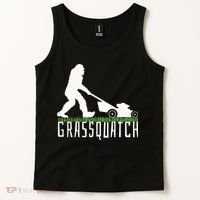 Funny Lawn Mowing Grassquatch Bigfoot Lawn Mower Tank Top thumb 2