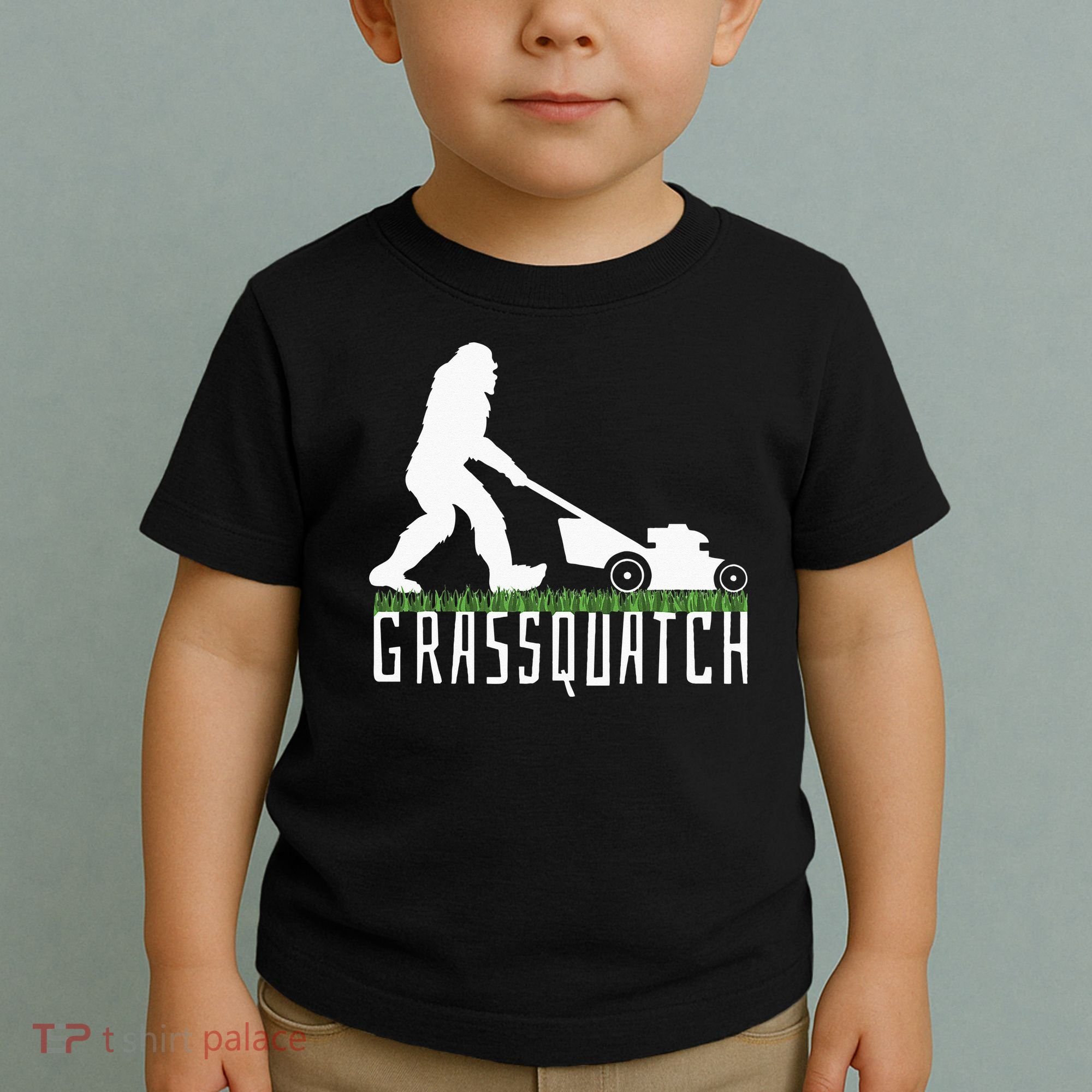 Funny Lawn Mowing Grassquatch Bigfoot Lawn Mower Toddler T-Shirt