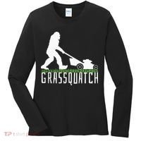 Funny Lawn Mowing Grassquatch Bigfoot Lawn Mower Women's Long Sleeve Shirt thumb 0