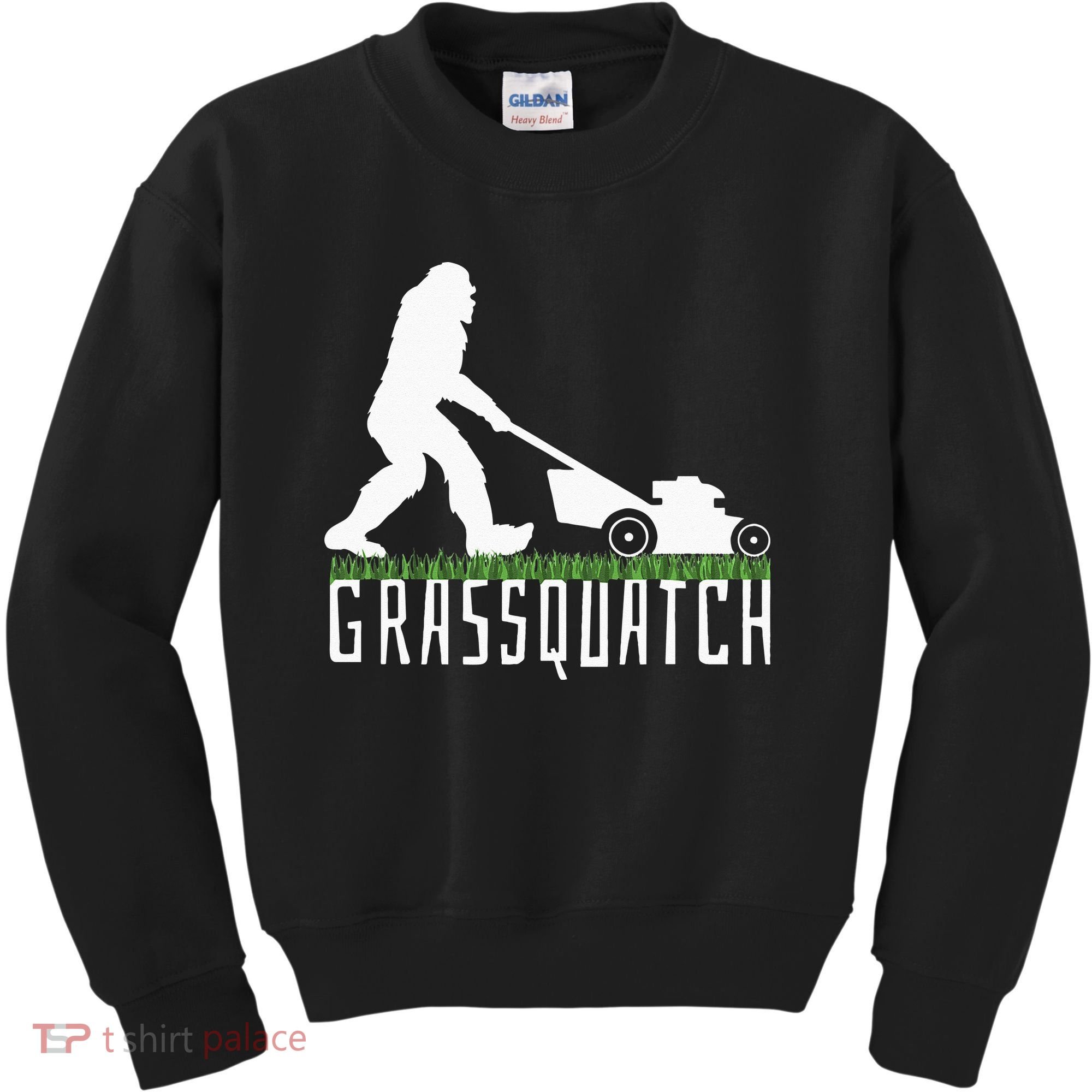 Funny Lawn Mowing Grassquatch Bigfoot Lawn Mower Kids Sweatshirt
