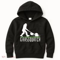 Funny Lawn Mowing Grassquatch Bigfoot Lawn Mower Kids Hoodie thumb 0