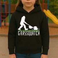 Funny Lawn Mowing Grassquatch Bigfoot Lawn Mower Kids Hoodie thumb 3