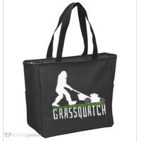 Funny Lawn Mowing Grassquatch Bigfoot Lawn Mower Tote Bag thumb 2