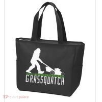 Funny Lawn Mowing Grassquatch Bigfoot Lawn Mower Tote Bag thumb 3