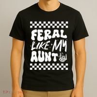 Feral Like My Aunt Groovy Funny Feral Nephew Niece Retro T-Shirt thumb 3
