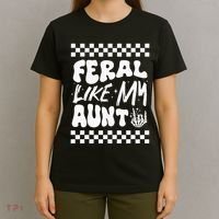 Feral Like My Aunt Groovy Funny Feral Nephew Niece Retro T-Shirt thumb 4