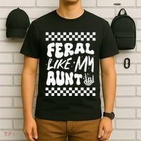 Feral Like My Aunt Groovy Funny Feral Nephew Niece Retro T-Shirt thumb 6