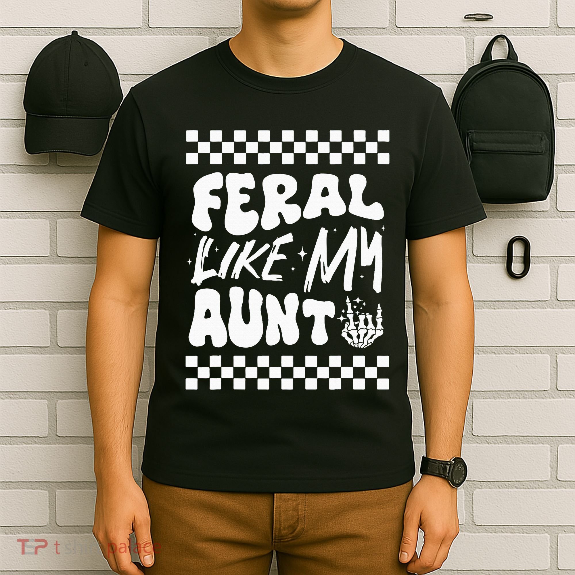 Feral Like My Aunt Groovy Funny Feral Nephew Niece Retro T-Shirt