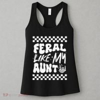 Feral Like My Aunt Groovy Funny Feral Nephew Niece Retro Women's Tank Top thumb 3