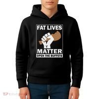 Fat Lives Matters Open The Buffets Funny Chubby Meat Lover Kids Hoodie thumb 4