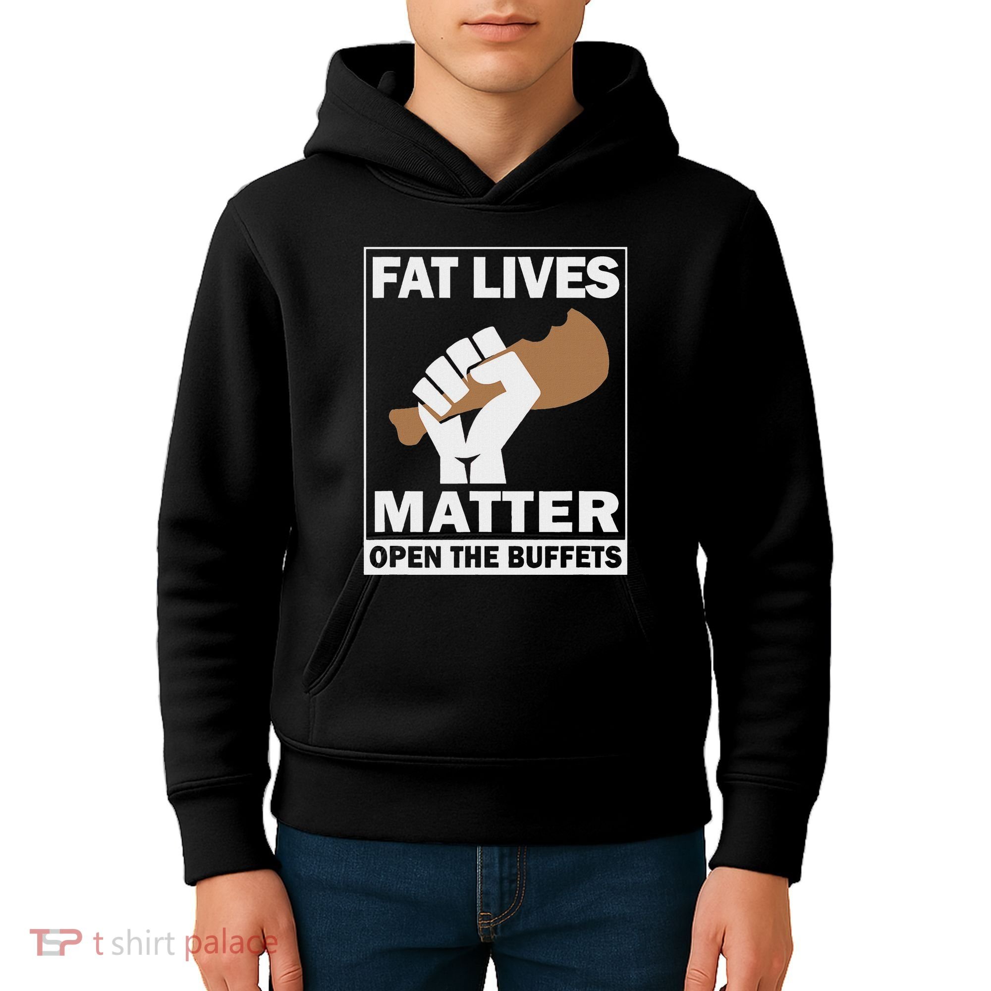 Fat Lives Matters Open The Buffets Funny Chubby Meat Lover Kids Hoodie