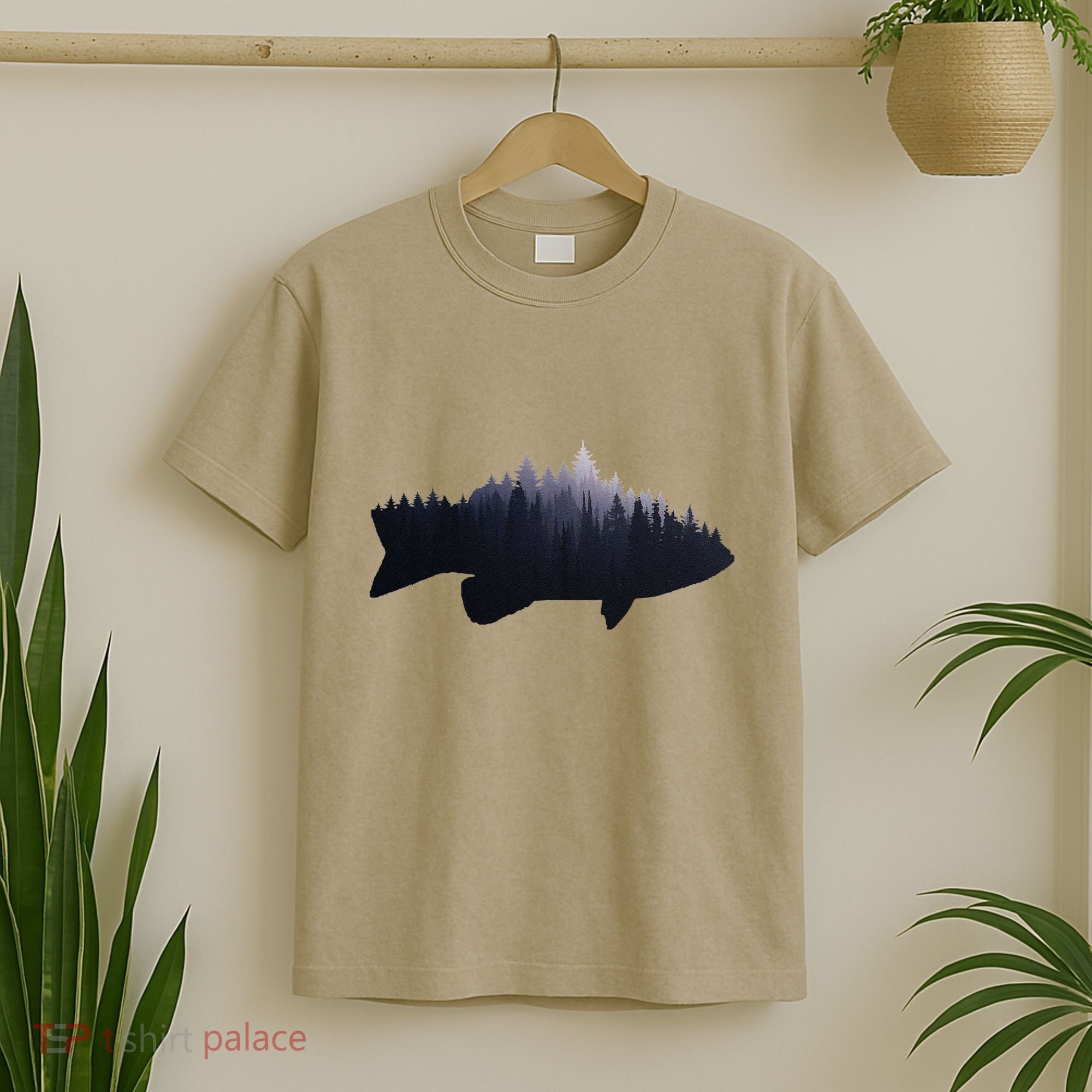 Fishing Large Mouth Bass Forest Nature Fish Fisherman Gift T-Shirt