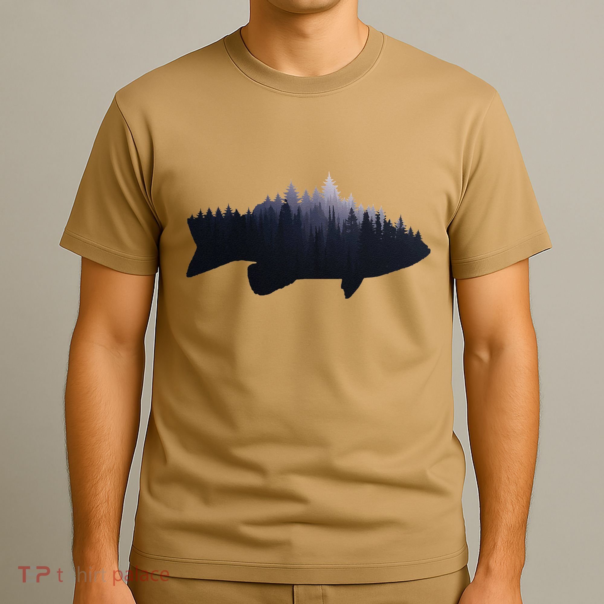 Fishing Large Mouth Bass Forest Nature Fish Fisherman Gift T-Shirt