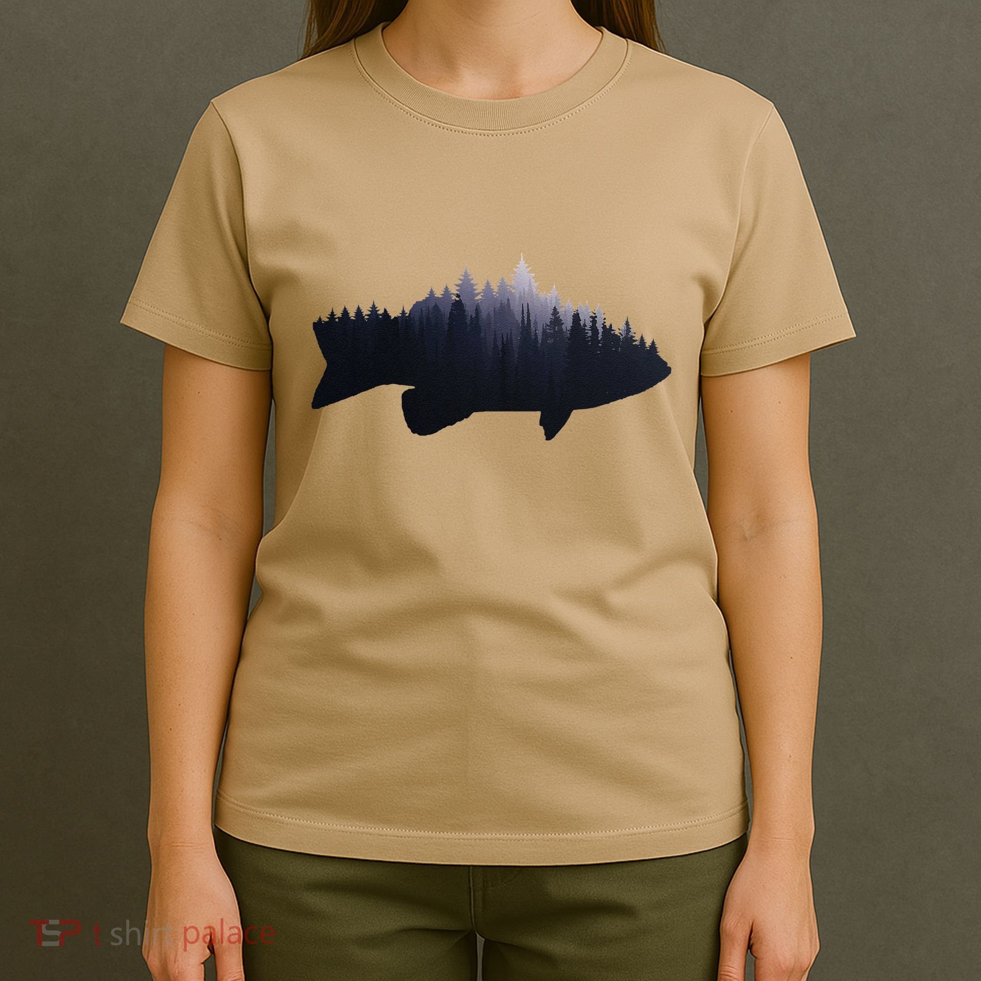 Fishing Large Mouth Bass Forest Nature Fish Fisherman Gift T-Shirt