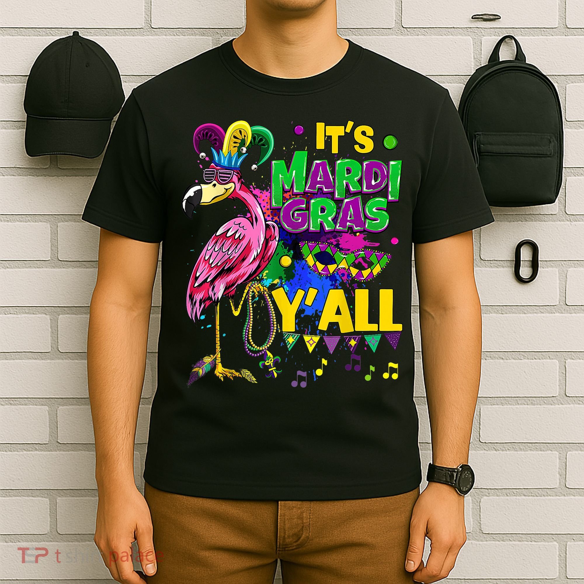 Flamingo Lover Mardi Gras Celebration New Orleans Louisiana T-Shirt