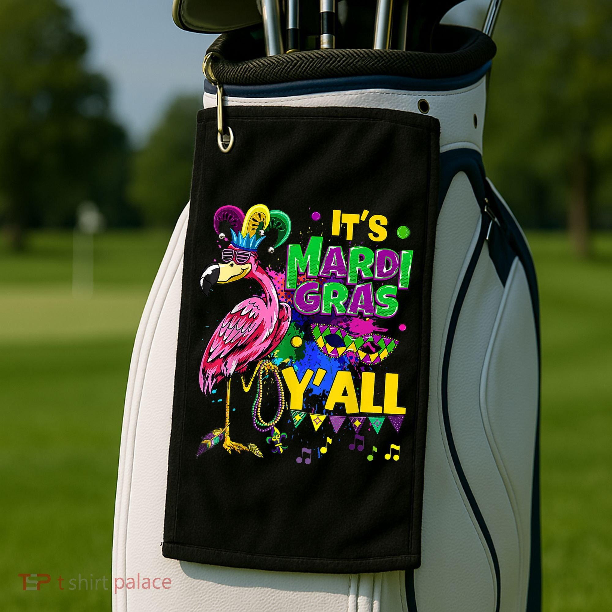 Flamingo Lover Mardi Gras Celebration New Orleans Louisiana Golf Towel
