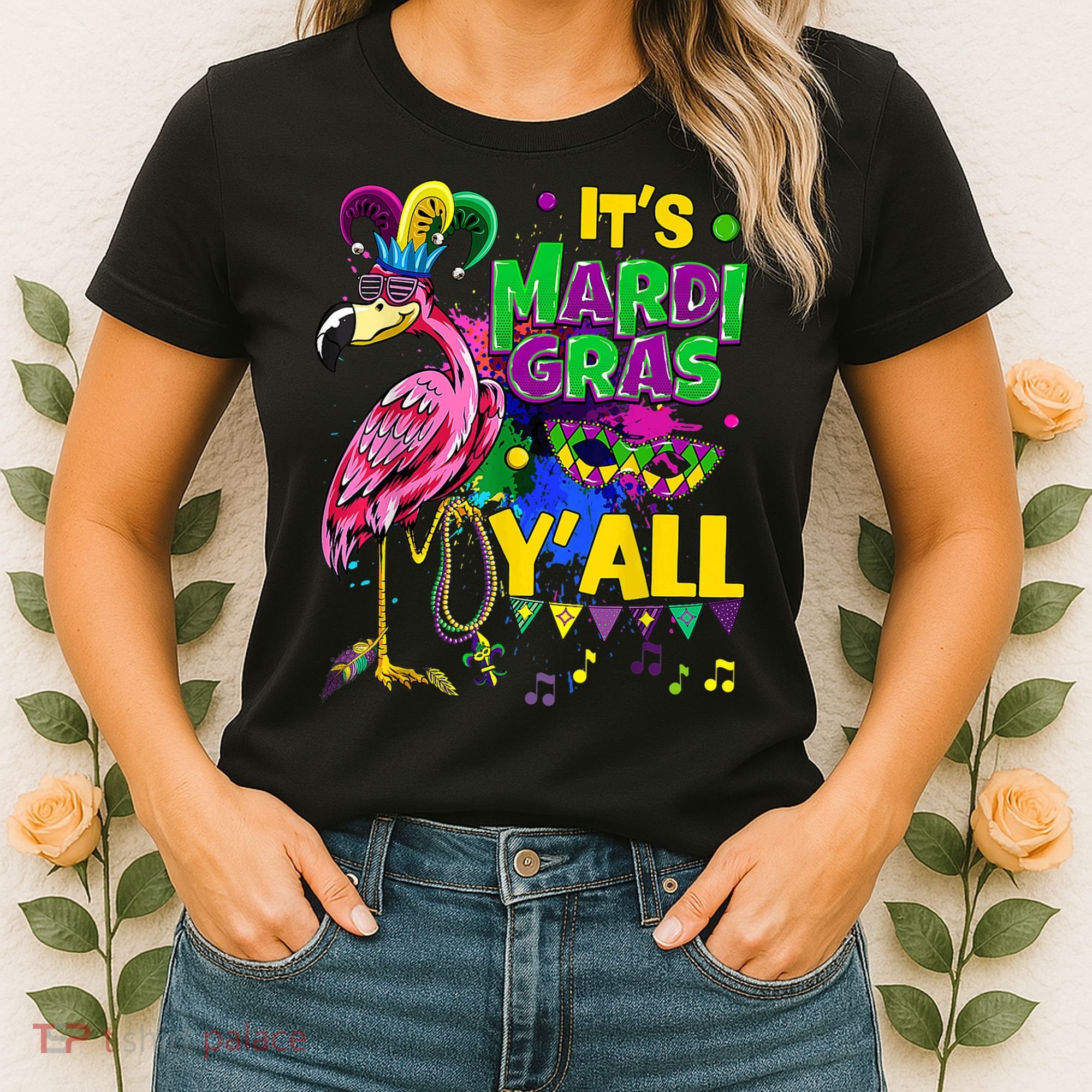 Flamingo Lover Mardi Gras Celebration New Orleans Louisiana Women's T-Shirt