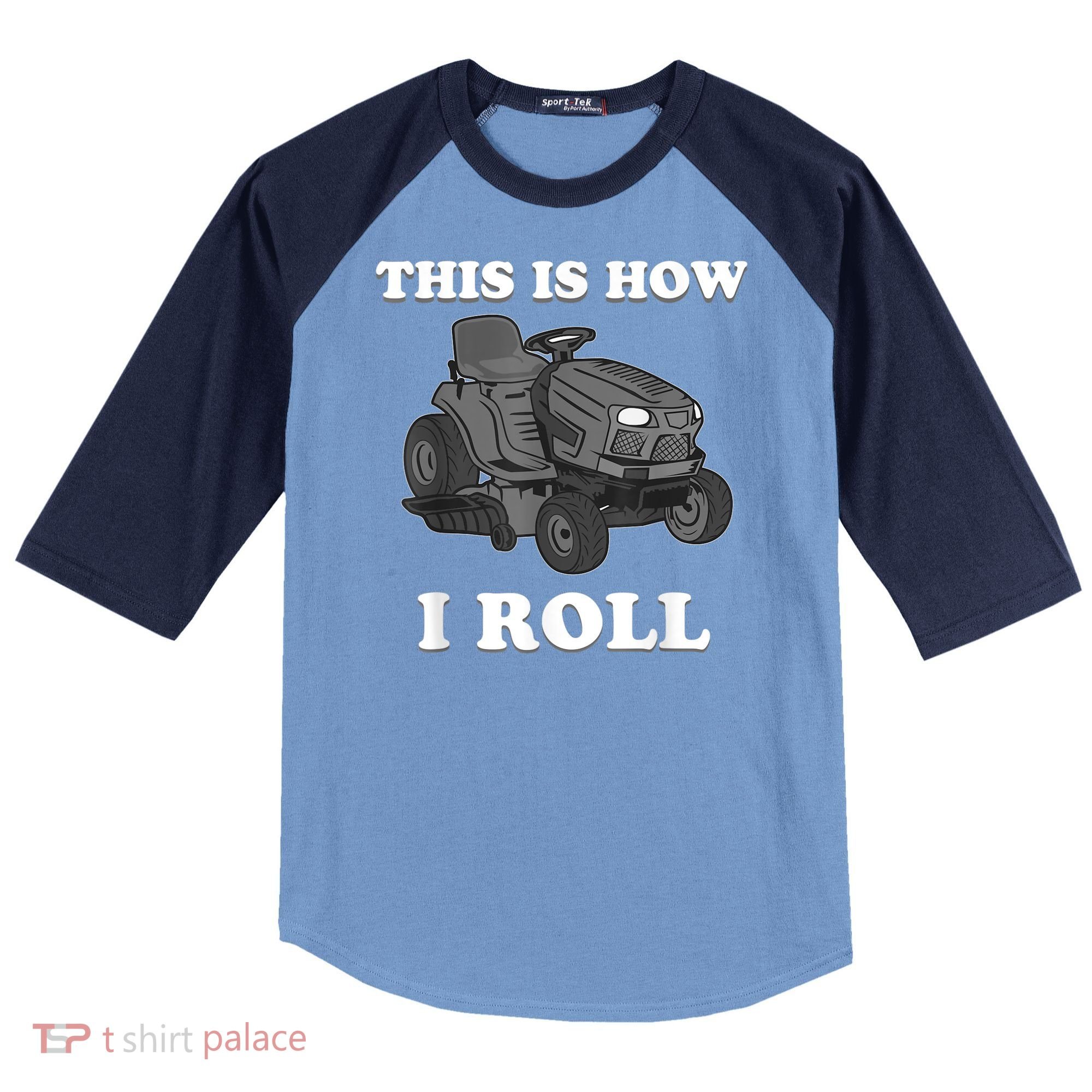 Funny Lawn Mower Mowing Riding Rider Toddler Kids Boys Raglan Baseball Sleeve Shirt