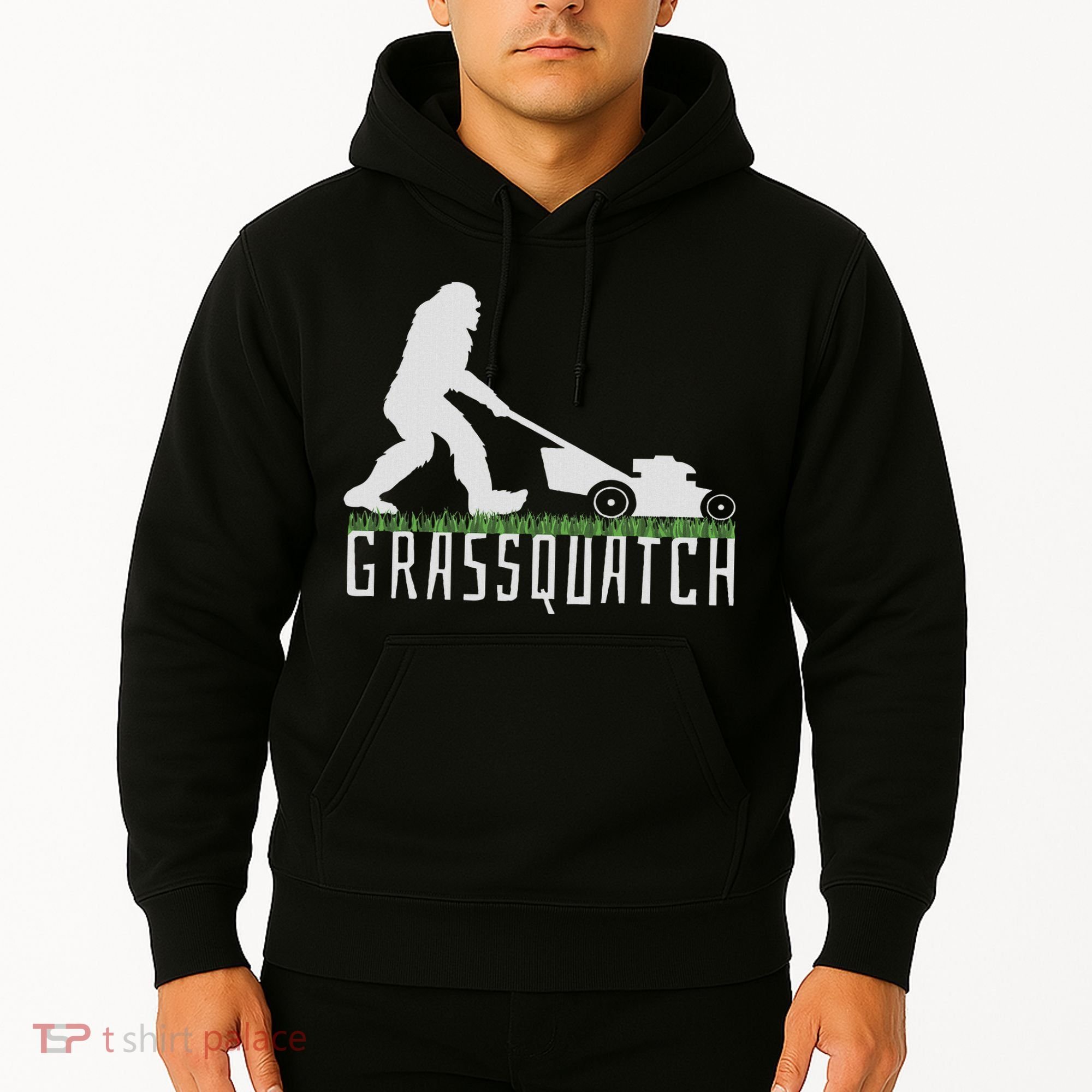 Funny Lawn Mowing Sasquatch Grassquatch Bigfoot Lawn Mower Hoodie