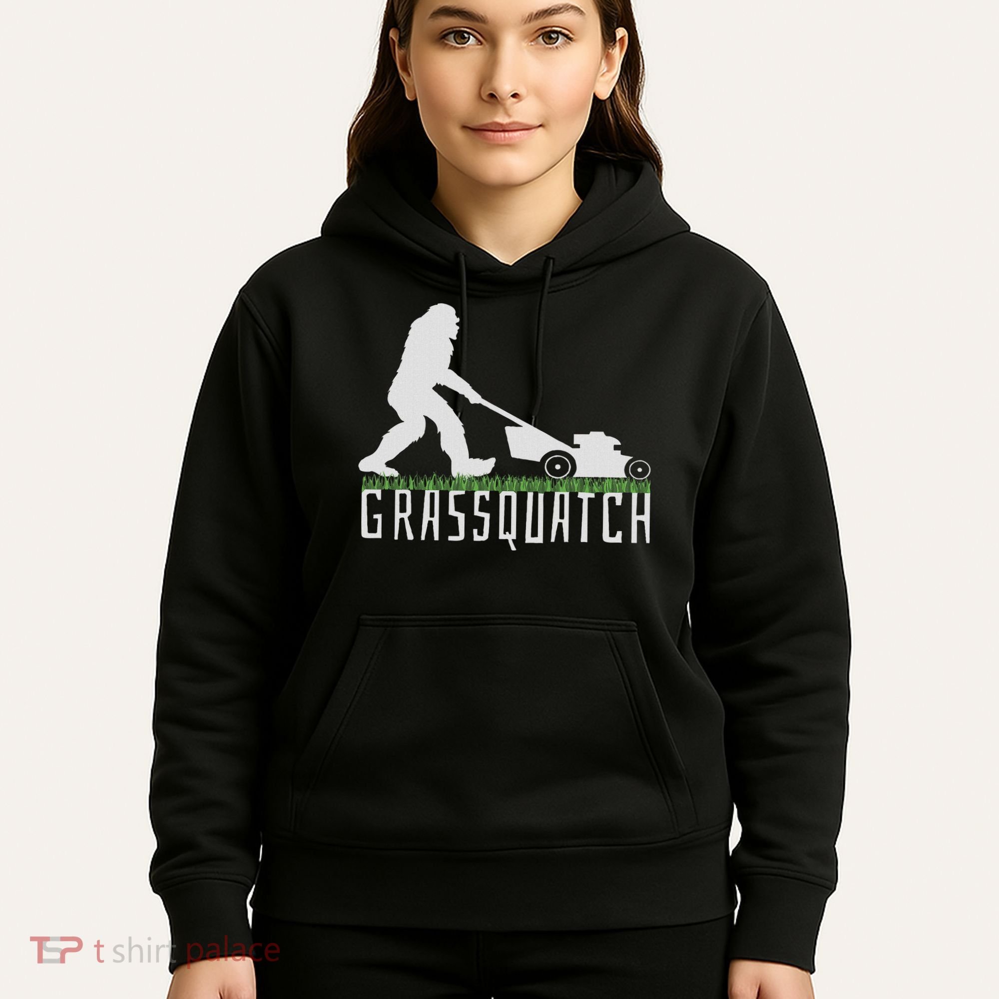 Funny Lawn Mowing Sasquatch Grassquatch Bigfoot Lawn Mower Hoodie