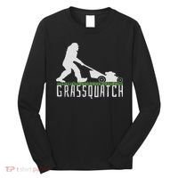 Funny Lawn Mowing Sasquatch Grassquatch Bigfoot Lawn Mower Long Sleeve Shirt thumb 0