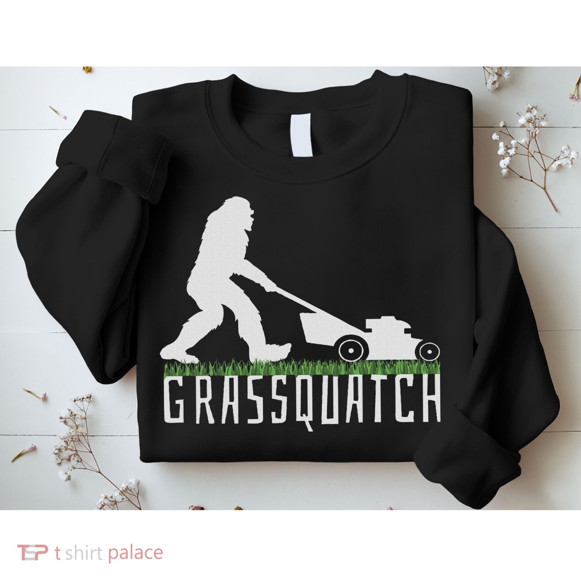 Funny Lawn Mowing Sasquatch Grassquatch Bigfoot Lawn Mower Sweatshirt