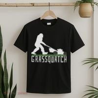 Funny Lawn Mowing Sasquatch Grassquatch Bigfoot Lawn Mower T-Shirt thumb 2