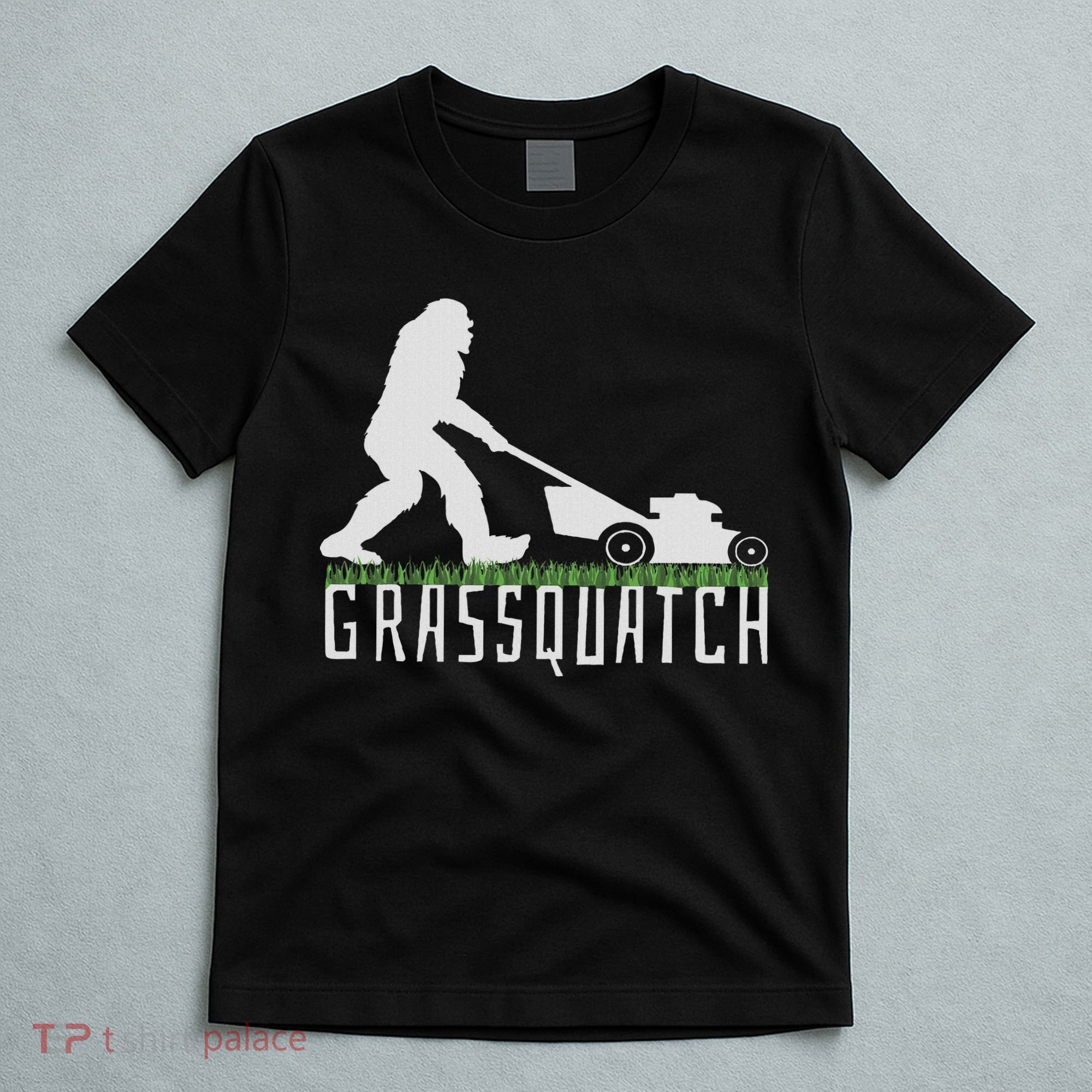 Funny Lawn Mowing Sasquatch Grassquatch Bigfoot Lawn Mower T-Shirt