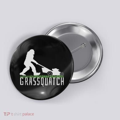 Funny Lawn Mowing Sasquatch Grassquatch Bigfoot Lawn Mower Button