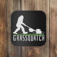 Funny Lawn Mowing Sasquatch Grassquatch Bigfoot Lawn Mower Coaster thumb 0
