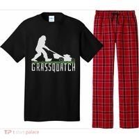 Funny Lawn Mowing Sasquatch Grassquatch Bigfoot Lawn Mower Pajama Set thumb 0