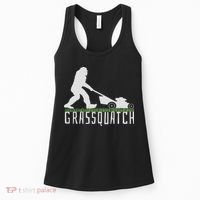 Funny Lawn Mowing Sasquatch Grassquatch Bigfoot Lawn Mower Women's Tank Top thumb 0