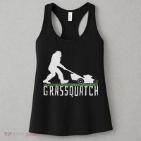 Funny Lawn Mowing Sasquatch Grassquatch Bigfoot Lawn Mower Women's Tank Top thumb 3
