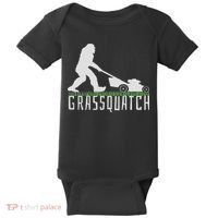 Funny Lawn Mowing Sasquatch Grassquatch Bigfoot Lawn Mower Baby Bodysuit thumb 0
