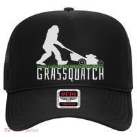 Funny Lawn Mowing Sasquatch Grassquatch Bigfoot Lawn Mower Hat thumb 0