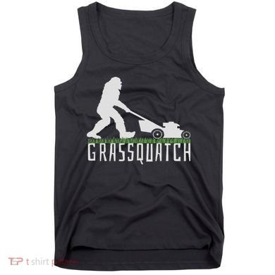 Funny Lawn Mowing Sasquatch Grassquatch Bigfoot Lawn Mower Tank Top