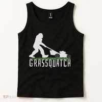 Funny Lawn Mowing Sasquatch Grassquatch Bigfoot Lawn Mower Tank Top thumb 2