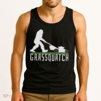 Funny Lawn Mowing Sasquatch Grassquatch Bigfoot Lawn Mower Tank Top thumb 3