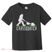 Funny Lawn Mowing Sasquatch Grassquatch Bigfoot Lawn Mower Toddler T-Shirt thumb 0