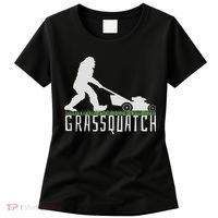Funny Lawn Mowing Sasquatch Grassquatch Bigfoot Lawn Mower Women's T-Shirt thumb 0