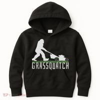 Funny Lawn Mowing Sasquatch Grassquatch Bigfoot Lawn Mower Kids Hoodie thumb 0