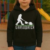 Funny Lawn Mowing Sasquatch Grassquatch Bigfoot Lawn Mower Kids Hoodie thumb 3