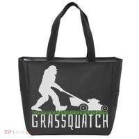 Funny Lawn Mowing Sasquatch Grassquatch Bigfoot Lawn Mower Tote Bag thumb 0
