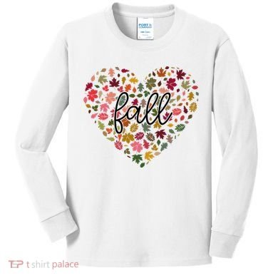 Fall Lover Nature Heart Kids Long Sleeve Shirt
