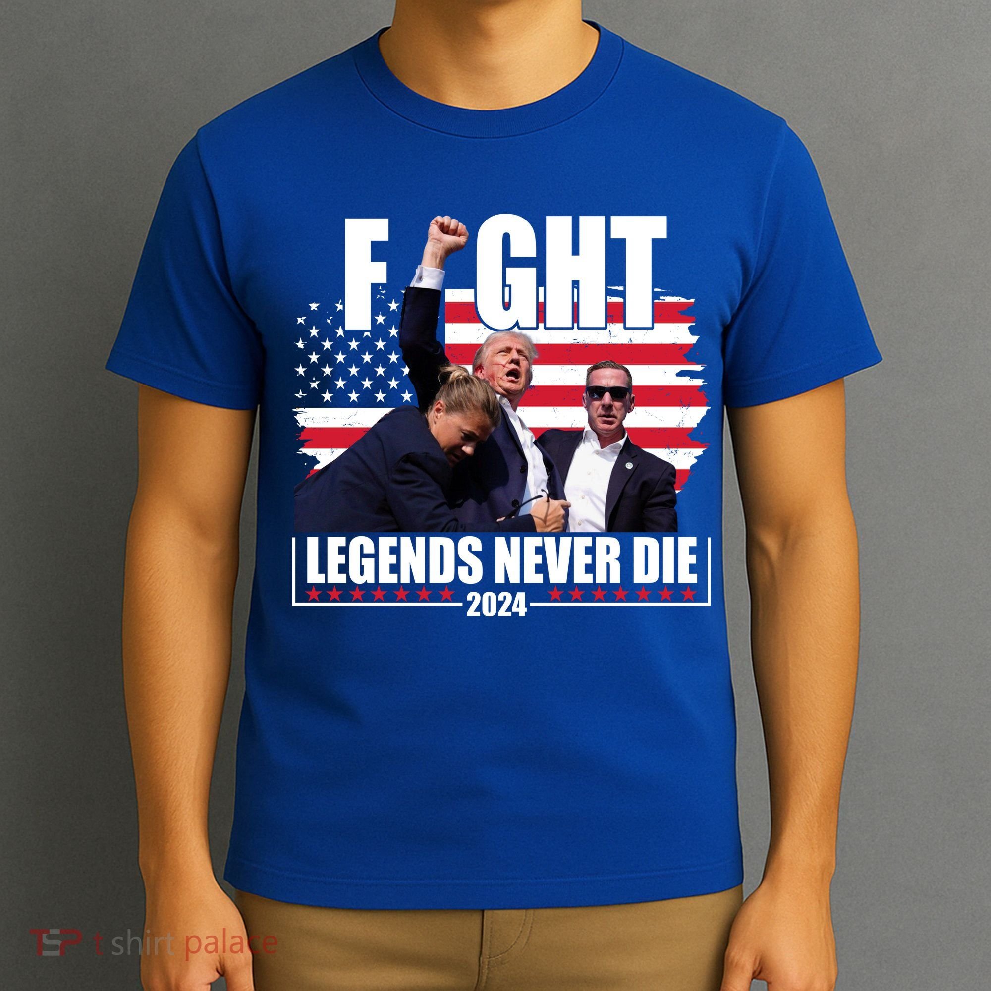 Fight Legends Never Die 2024 Trump Shooting Usa Flag T-Shirt