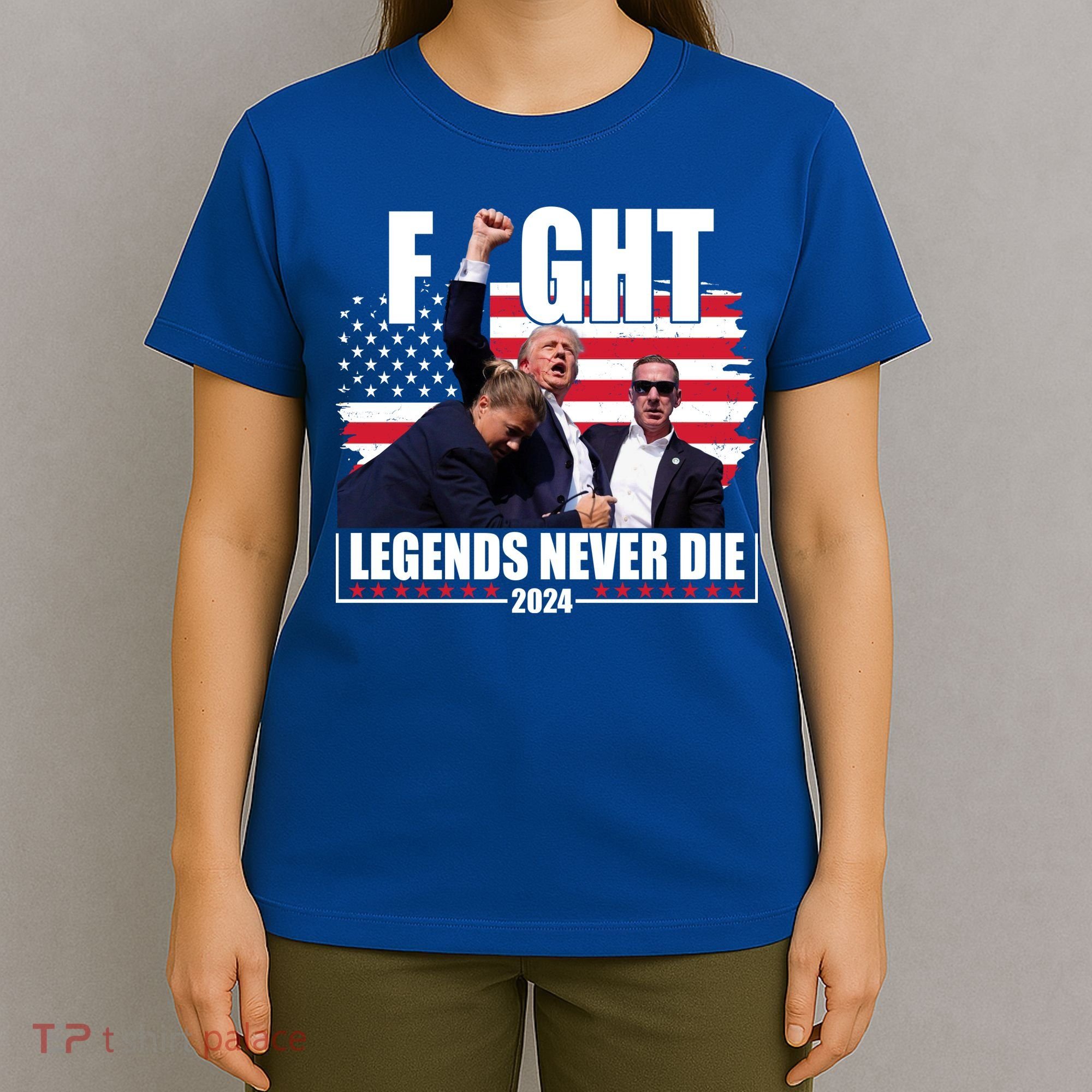 Fight Legends Never Die 2024 Trump Shooting Usa Flag T-Shirt