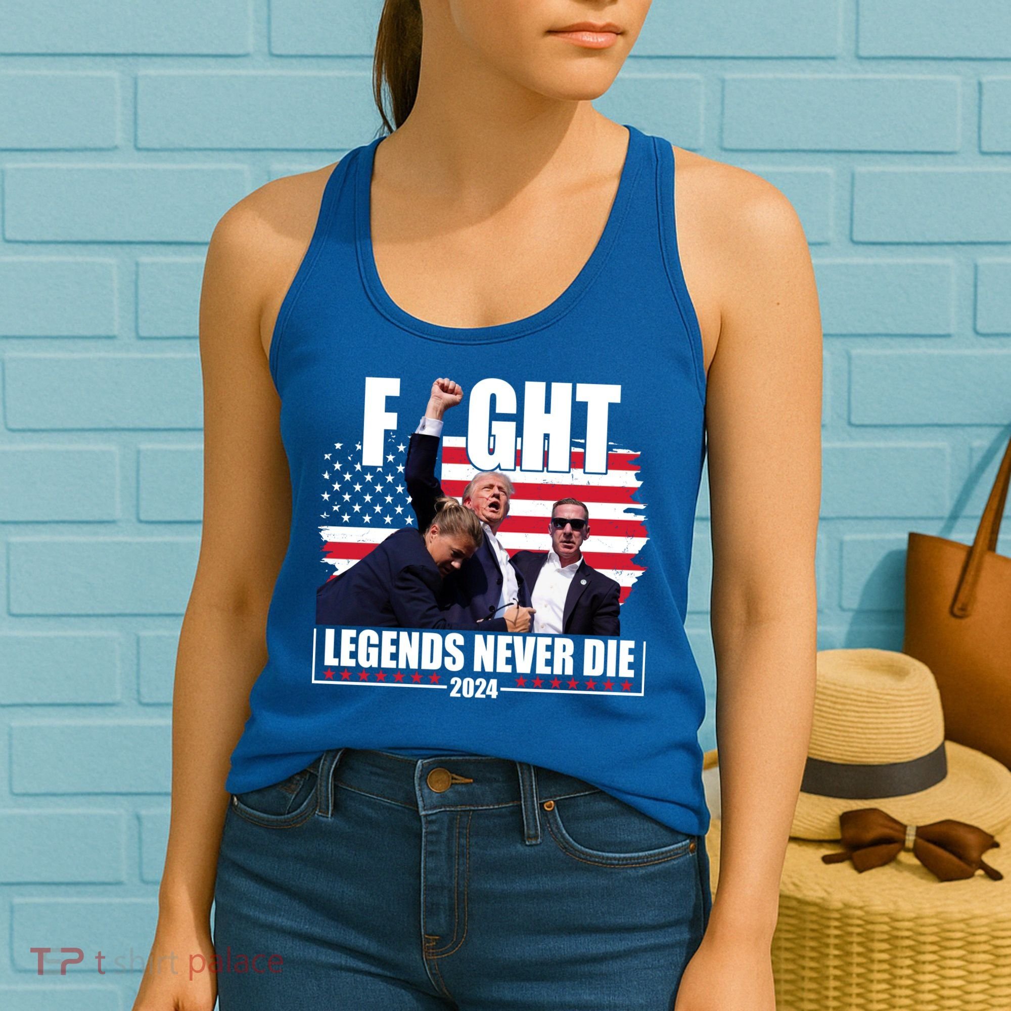 Fight Legends Never Die 2024 Trump Shooting Usa Flag Women's Tank Top